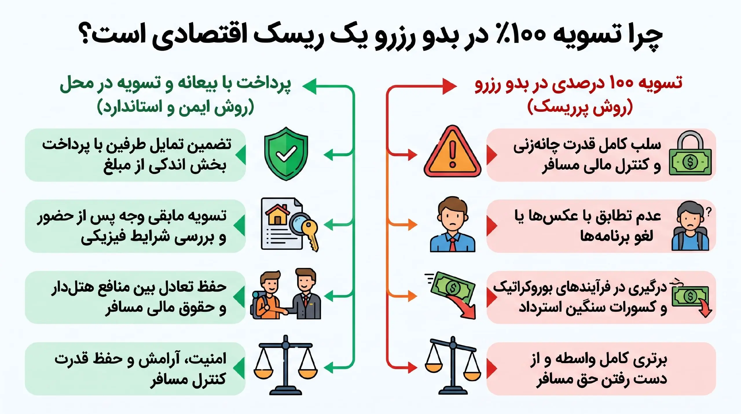 چرا تسویه ۱۰۰ درصدی در بدو رزرو یک ریسک اقتصادی برای مسافر است؟