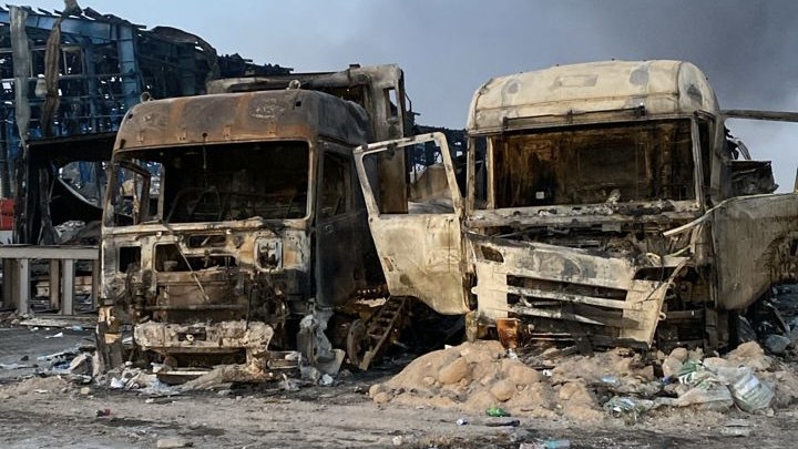 انفجار کامیونت ها در انفجار بندر