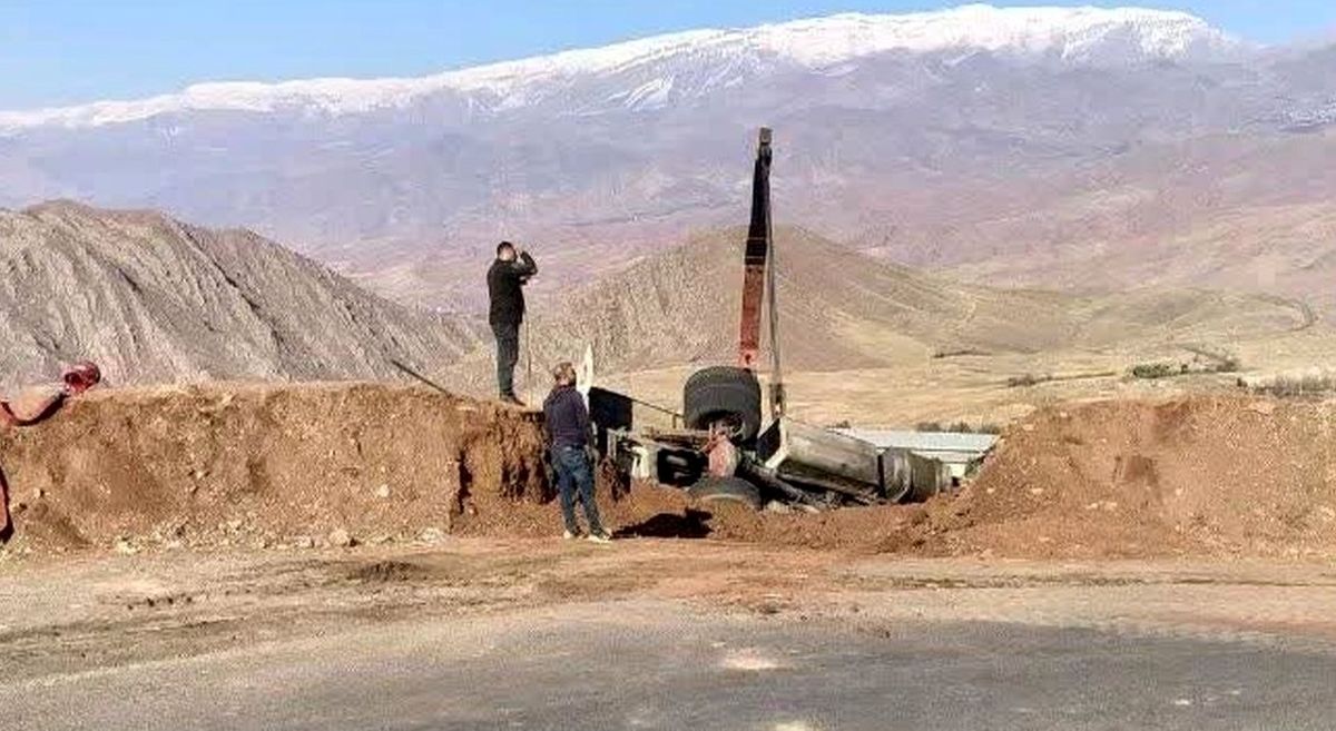 واژگونی هولناک تانکر گاز ال پی جی در جاده الموت