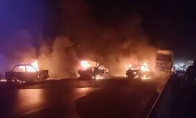 تصادف مرگبار شوتی‌ها با تانکر سوخت در دل شب/ ویدئو