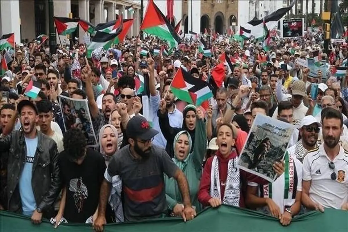 تظاهرات مراکشی‌ها در حمایت از اسرای فلسطینی و مسجدالاقصی

