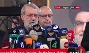 شعار لبیک یا خامنه ای توسط مردم لبنان در حین سخنرانی علی لاریجانی/ ویدئو