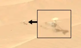 تصویری از مریخ نورد آسیب دیده «نبوغ» که تنها روی تپه شنی مریخ، ساکن شده است

