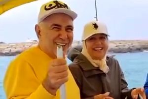ماهیگیری ظریف و همسرش در کیش/ ویدئو

