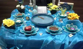 تزیین سفره هفت سین با رنگ فیروزه ای
