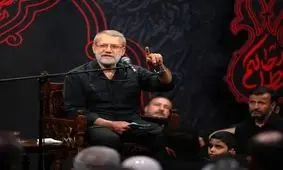 منبرنشینی به سبک علی لاریجانی در هیئت میثم مطیعی/ چگونه رئیس مجلس قانون گذار برجام روی منبر مداح ضد برجام سخنرانی کرد

