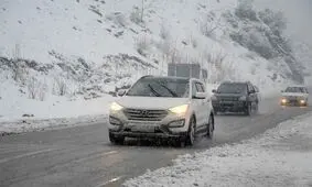 بارش سنگین برف و ترافیک پرحجم در محور هراز

