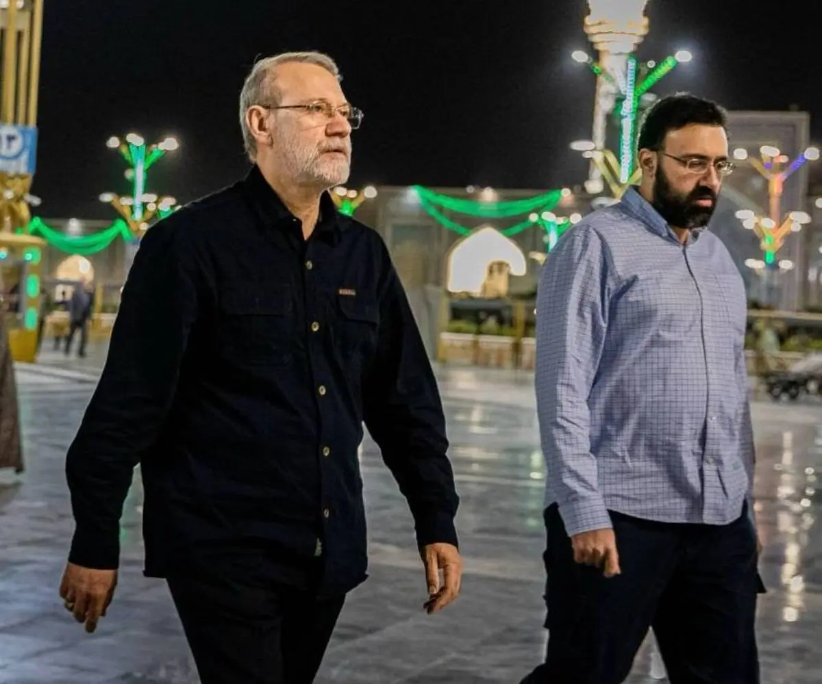 اولین تصویر از تابوت علی لاریجانی در کنار فرزندش در معراج شهدای تهران
