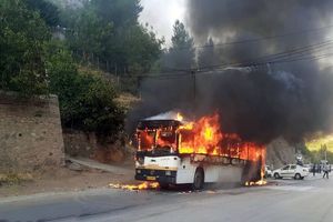 آتش سوزی در اتوبوس بدون مسافر