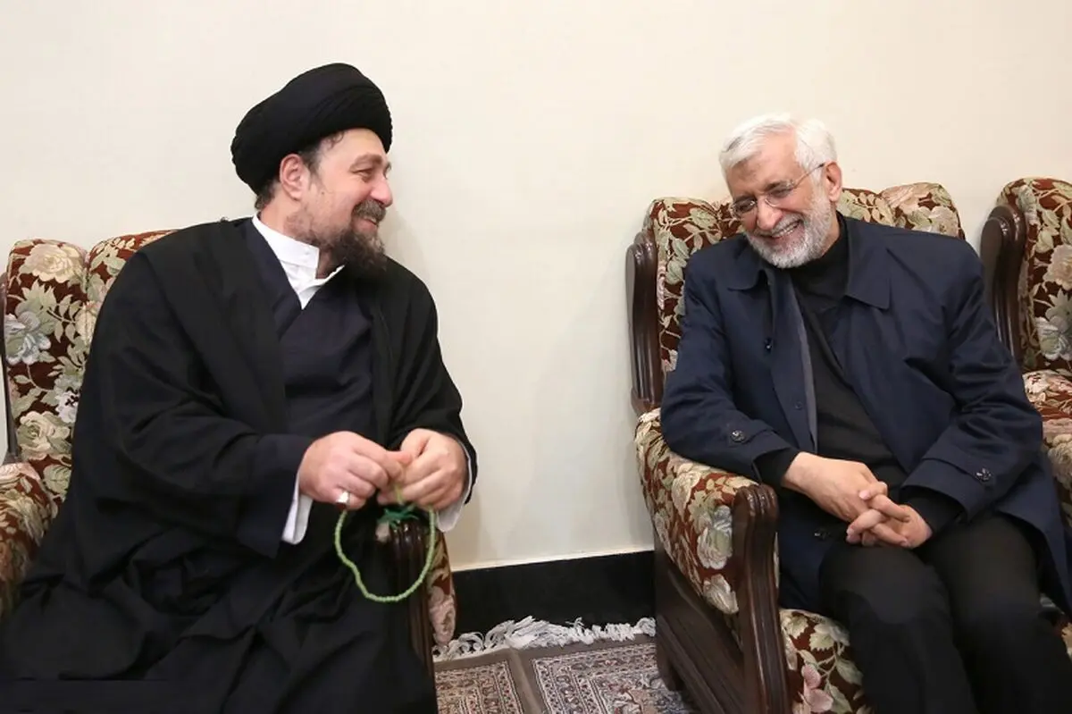 خنده های سعید جلیلی در کنار سیدحسن خمینی/ لاریجانی و عارف هم آمدند