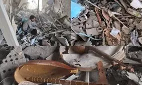 ویرانی کامل یک آموزشگاه موسیقی براثر حمله دشمن