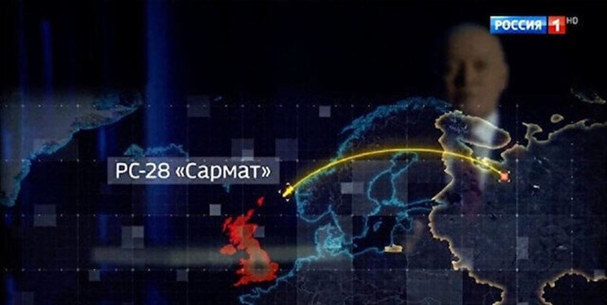 روزنامه‌نگار روس: یک موشک "سارمات" روسیه برای غرق کردن بریتانیا کافی است