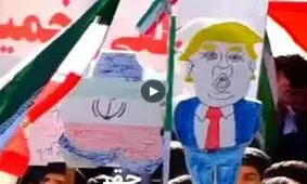 ابتکار جالب دانش اموز گرگانی در مراسم 13 ابان/ ویدئو