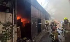  آتش سوزی شدید در کارگاه چوبی در جاده ساوه/ دو کارگر زنده زنده در آتش سوختند/ ویدئو