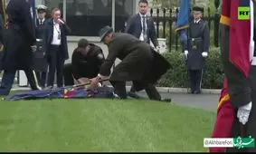 بیهوشی و زمین خوردن سرباز گارد تشریفات کاخ سفید/ ویدئو