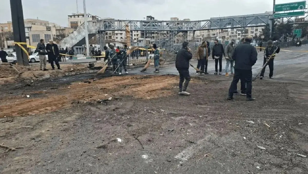 اتوبان باقری پس از اصابت موشک بازگشایی شد