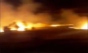 آتش سوزی در اردن بعد از رهگیری پهپاد ایران / ویدئو