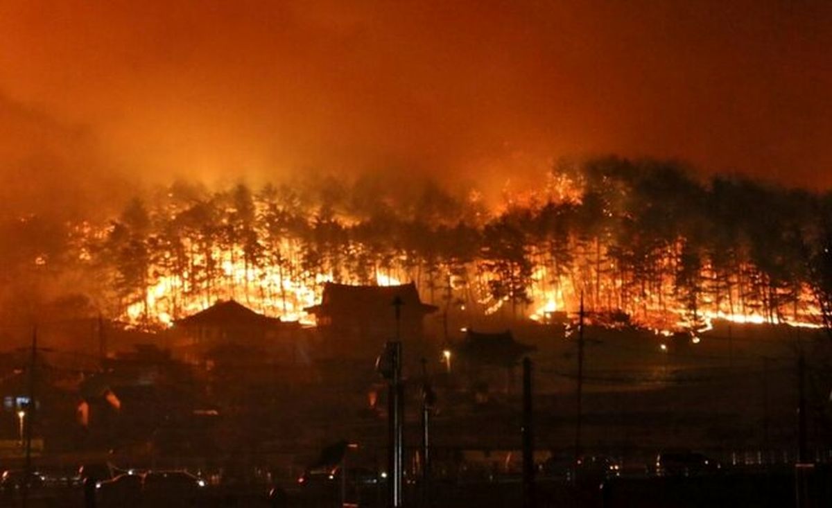 آتش سوزی گسترده در کره جنوبی هزاران نفر را از خانه‌هایشان فراری داد