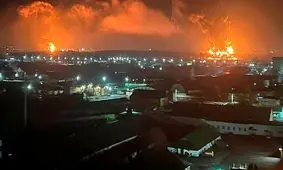 انفجار مهیب و آتش‌سوزی در انبار کلیدی سوخت روسیه/ ویدئو
