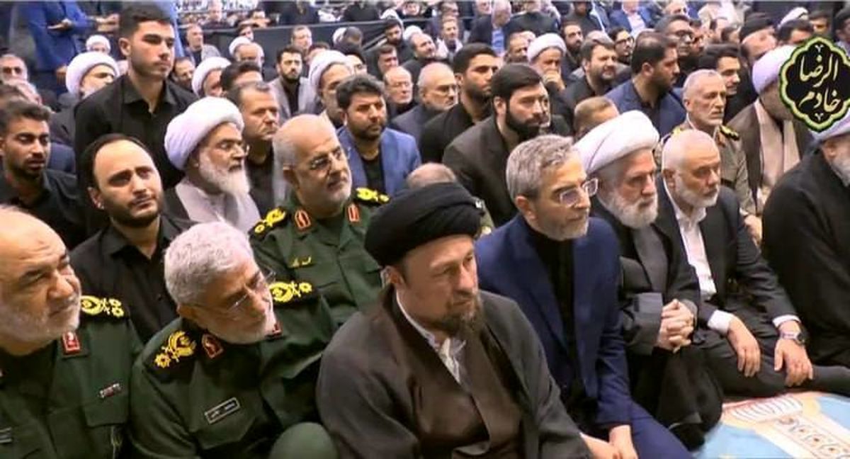شخصیت های سیاسی داخلی و خارجی حاضر در مراسم تشییع شهدای خدمت در تهران/ ویدئو