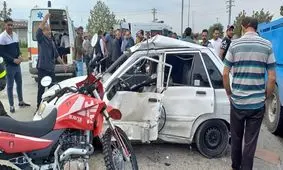 ۴ زخمی در تصادف پراید و موتورسیکلت