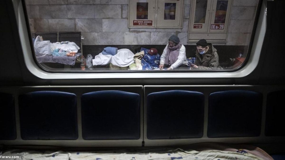 عمیق ترین ایستگاه مترو جهان میزبان پناهجویان کی‌یف شد/ تصاویر