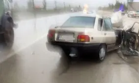 تصادف شاخ به شاخ پراید با کامیون در محور جاده قدیم تبریز بستان آباد 

