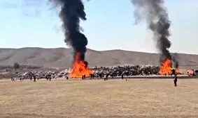 آتش زدن 800 تن کالای قاچاق در تهران/ ویدئو