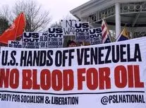 تجمع مقابل کاخ سفید در مخالفت با توطئه علیه ونزوئلا/ ویدئو