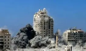 لحظه حمله ارتش اسرائیل به برج مسکونیِ الغفری در شهر غزه/ ویدئو

