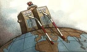 کشورهای در حال توسعه به کنترل آمریکا بر سیستم مالی جهانی «نه» گفتند/ کاریکاتور