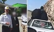 دستگیری راننده و زنی که روی سقف پراید در حال حرکت نشسته بود