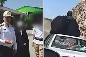 دستگیری راننده و زنی که روی سقف پراید در حال حرکت نشسته بود