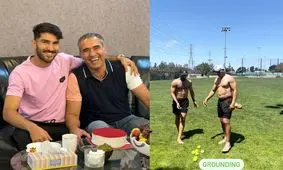 تمرینات احمدرضا عابدزاده با پسرش/ ویدئو