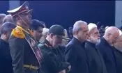 اشک‌های پزشکیان و سرلشکر رضایی در مراسم وداع با رهبر شهید