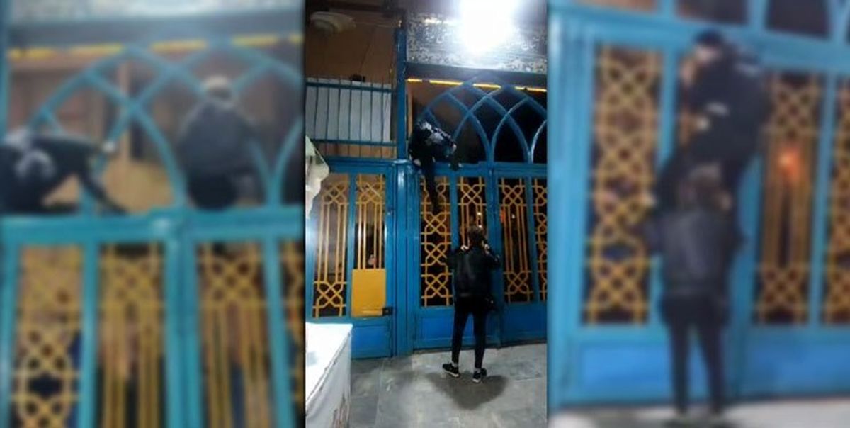 ماجرای بالا رفتن دو دختر از درب امامزاده شاهزاده حسین همدان چه بود؟/ ویدئو