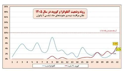 وضعیت آنفلوآنزا در هفته بیست‌ودوم سال/ دو استان بالاتر از آستانه هشدار