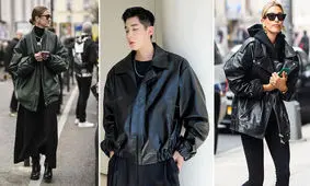 ایده های جذاب برای استایل کت چرم اورسایز/ تصاویر