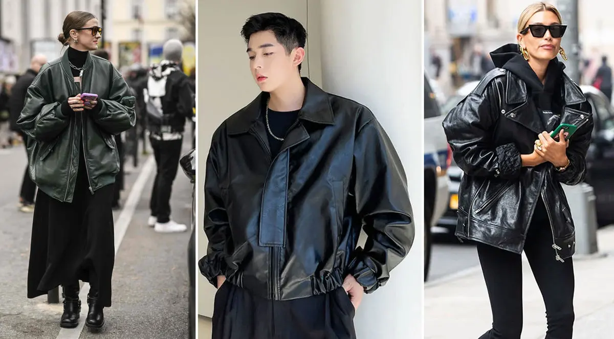 ایده های جذاب برای استایل کت چرم اورسایز/ تصاویر