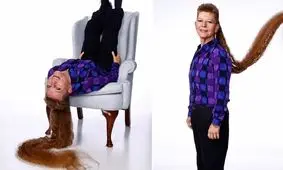 این زن بلندترین پشت‌مو را در جهان دارد/ ویدئو