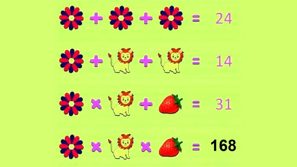 پاسخ تست هوش ریاضی شیر و گل و میوه