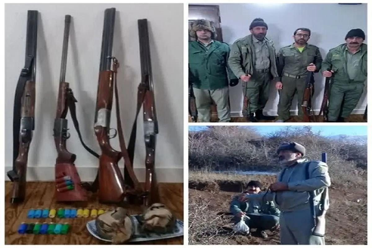 کشف و ضبط جهار قبضه سلاح شکاری به همراه لاشه دو قطعه کبک در سیاهکل