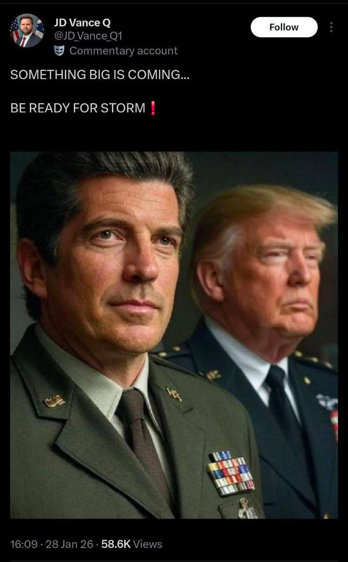 توییت عجیب جی‌دی ونس و خبر از طوفانی نظامی