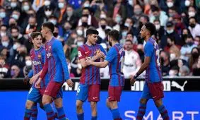 والنسیا یک - بارسلونا ۴/ برد پرگل آبی اناری‌ها در شب گلزنی اوبامیانگ

