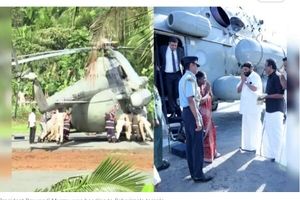 بالگرد رئیس‌جمهور هند روی بتن خیس گیر کرد