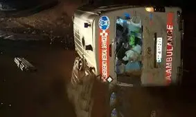 مرگ دردناک جوان 28 ساله در واژگونی آمبولانس