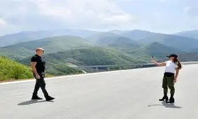 بازدید رئیس جمهوری آذربایجان و همسرش از شوشا در منطقه قره باغ/ عکس
