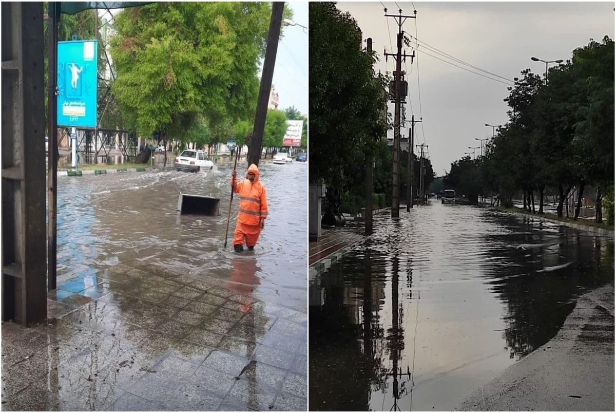 باران باعث آبگرفتگی خیابان های دزفول شد