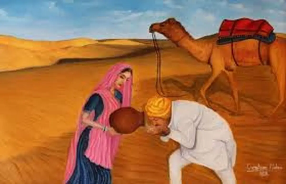 داستان اعرابی ساده دل و مشک آب بهشتی/ اعرابیِ ساده‌دل که آبِ کویری را آب کوثر پنداشت 