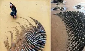  خلاقیت هنرمند ولزی که با «سنگ‌های ساحلی» شاهکارهای هنری می‌سازد